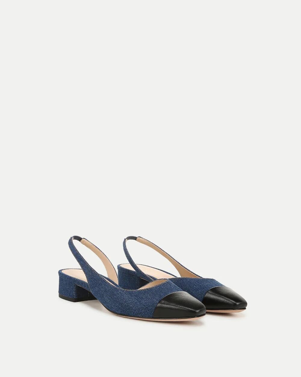NIB Veronica Beard Cecile Denim Cap-Toe Slingback Sz US 7 Indigo/Black